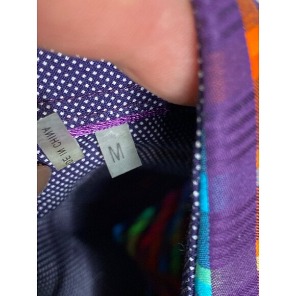 Bugatchi Men's Colorful Checked Button-Down Dress Shirt Size M - Picture 9 of 10